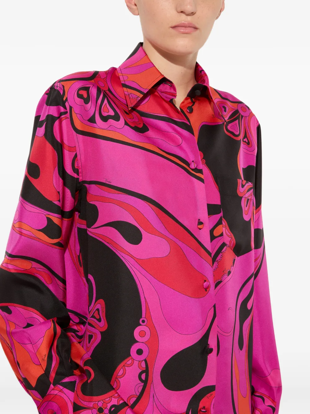 PUCCI Zijden blouse met orchidee-print Roze