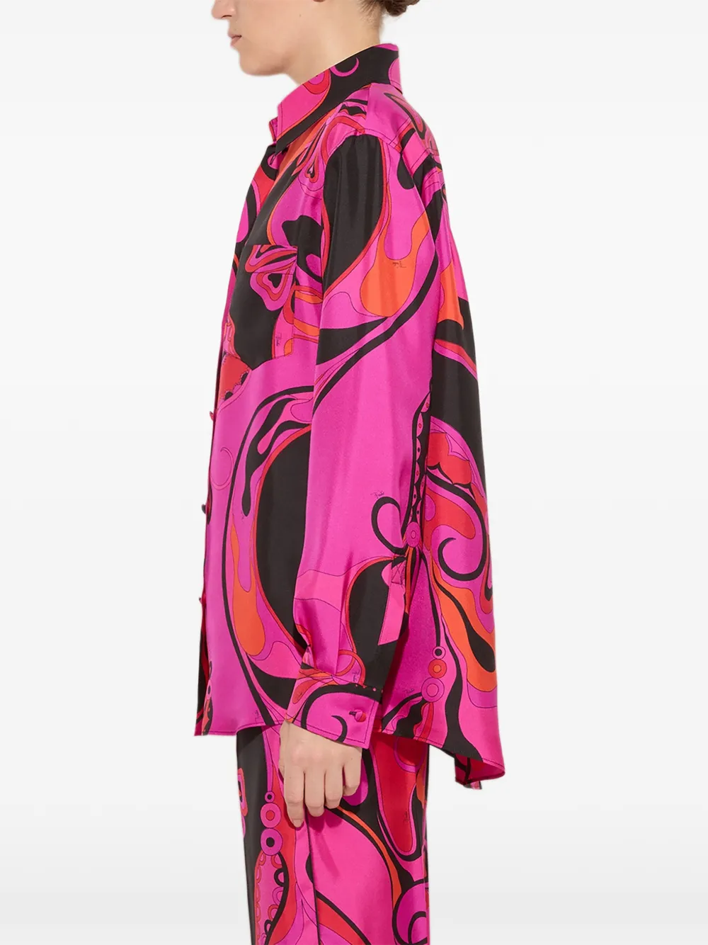 PUCCI Zijden blouse met orchidee-print Roze