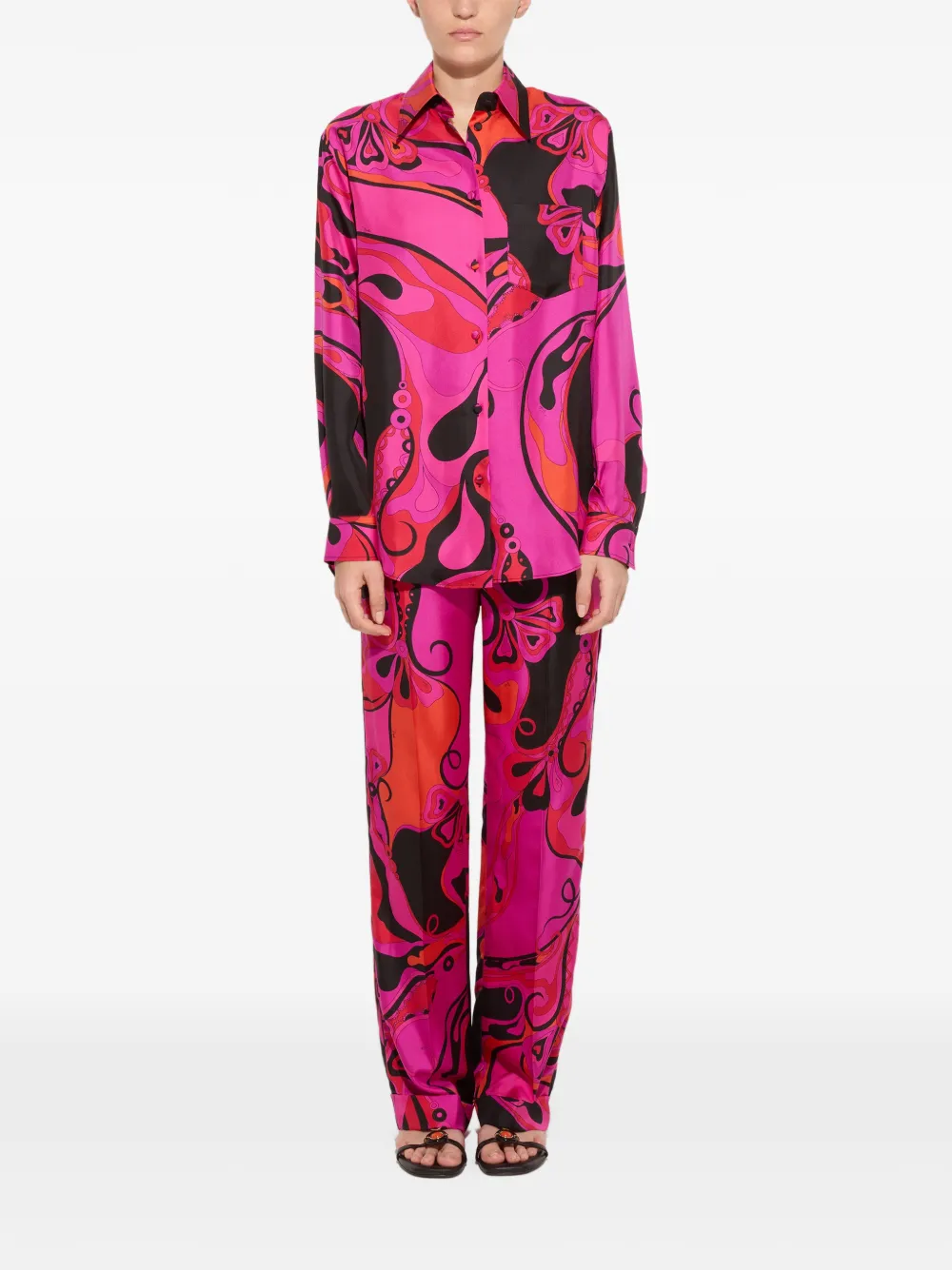 PUCCI Zijden blouse met orchidee-print Roze