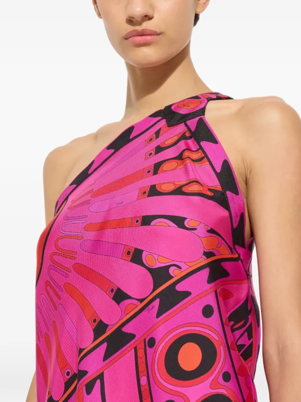 pucci one shoulder dress Pucci - Soleil Print One Shoulder Silk Dress - Size: XS - Nude