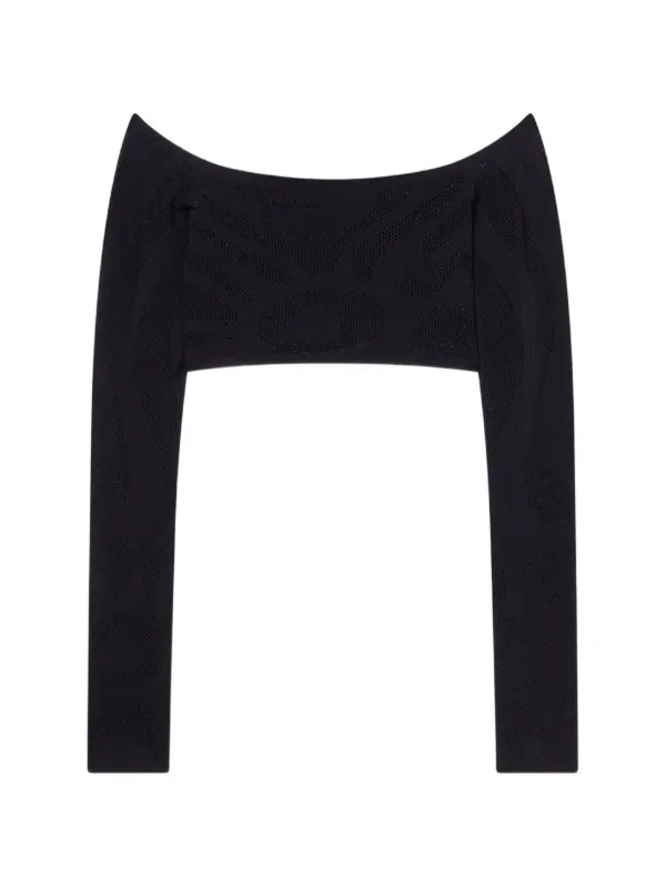 Pucci Cropped Jacquard Marmo Top in Black