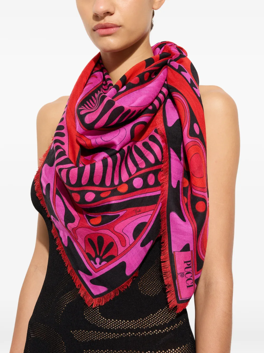 PUCCI Soleil pashmina wollen en zijden sjaal Roze