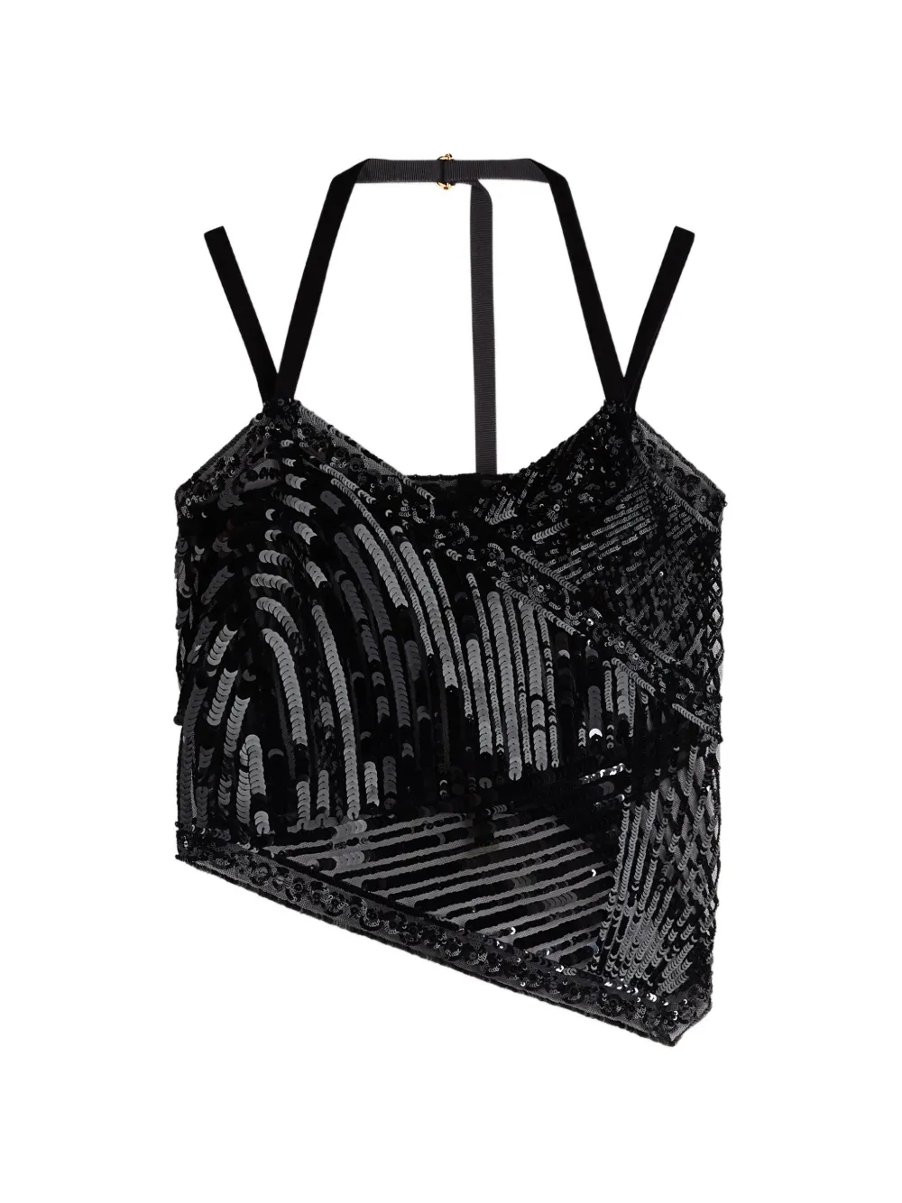 PUCCI embroidered tulle scarf top - Nero