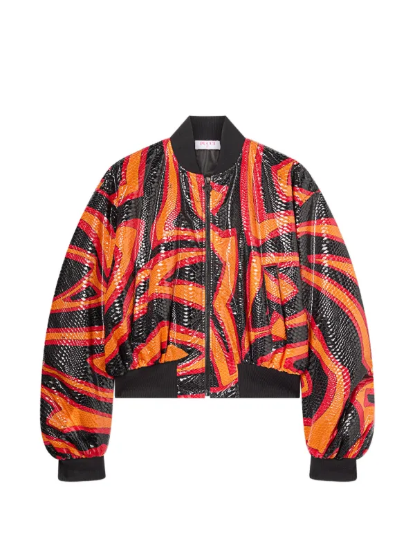 Pucci Labirinto-print Bomber Jacket in Orange