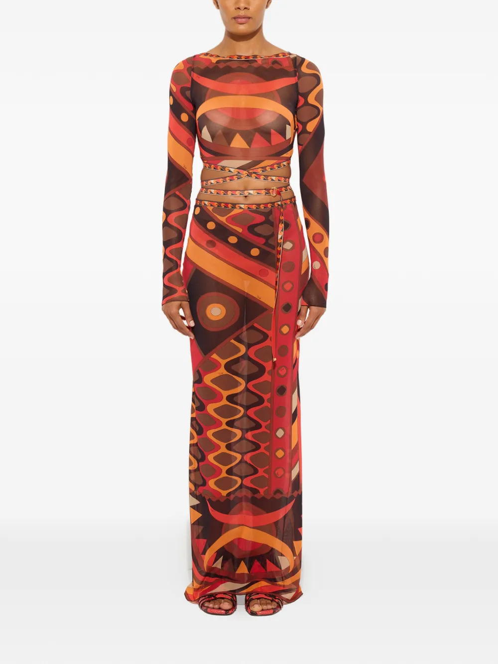 PUCCI Tulen cropped top met Vivara-print Rood