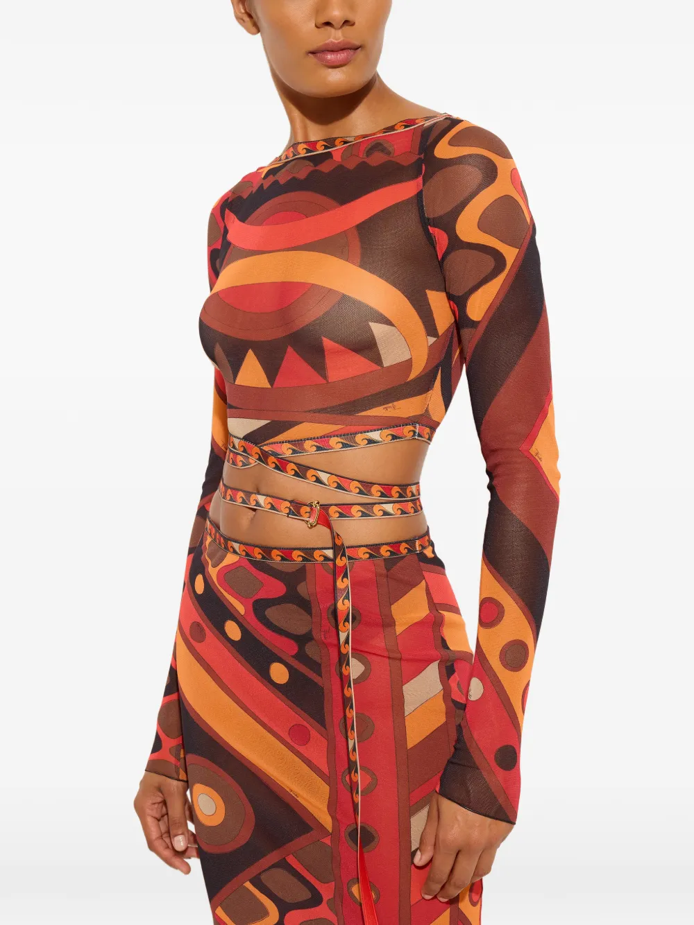 PUCCI Tulen cropped top met Vivara-print Rood