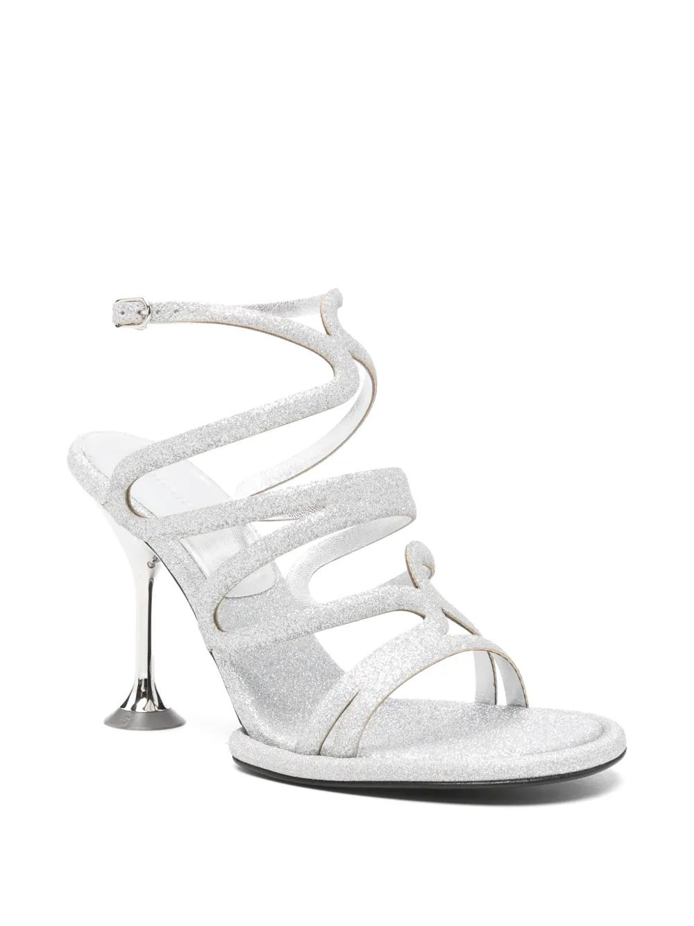 Sergio Rossi Sonic glitter-effect multi-strap sandals Zilver