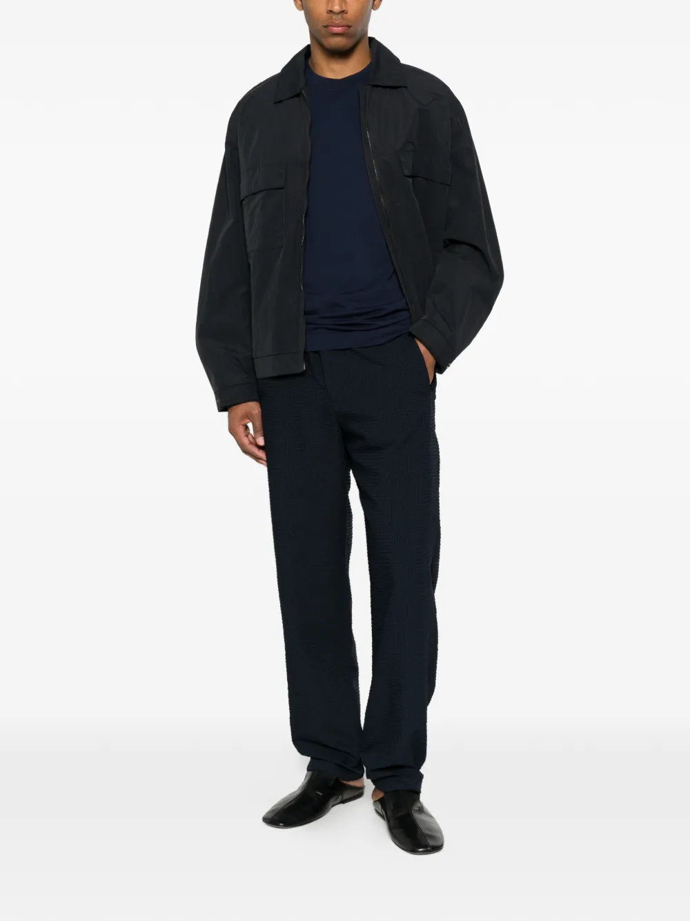 Emporio Armani Broek met seersucker-textuur Blauw