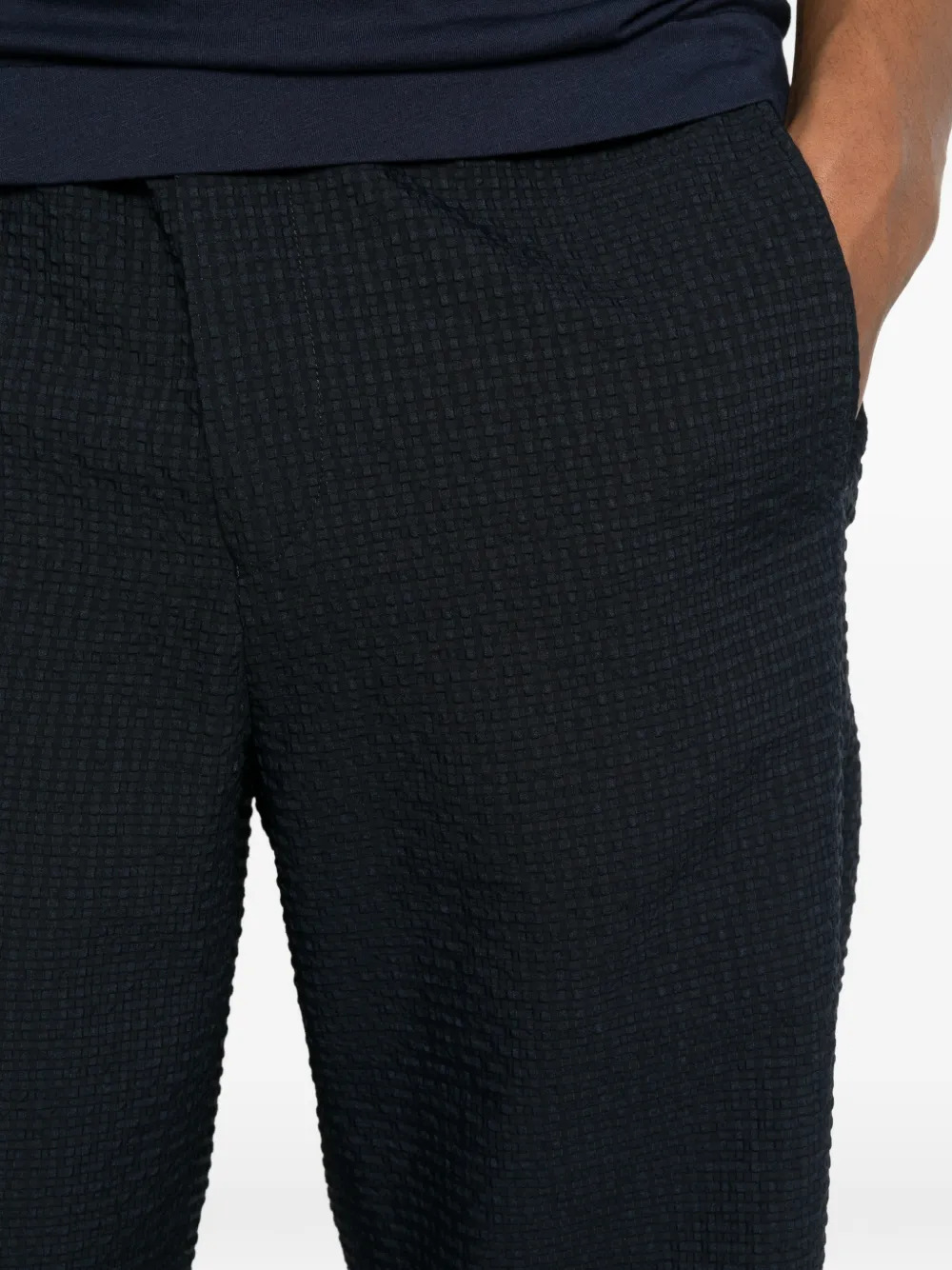 Emporio Armani Broek met seersucker-textuur Blauw