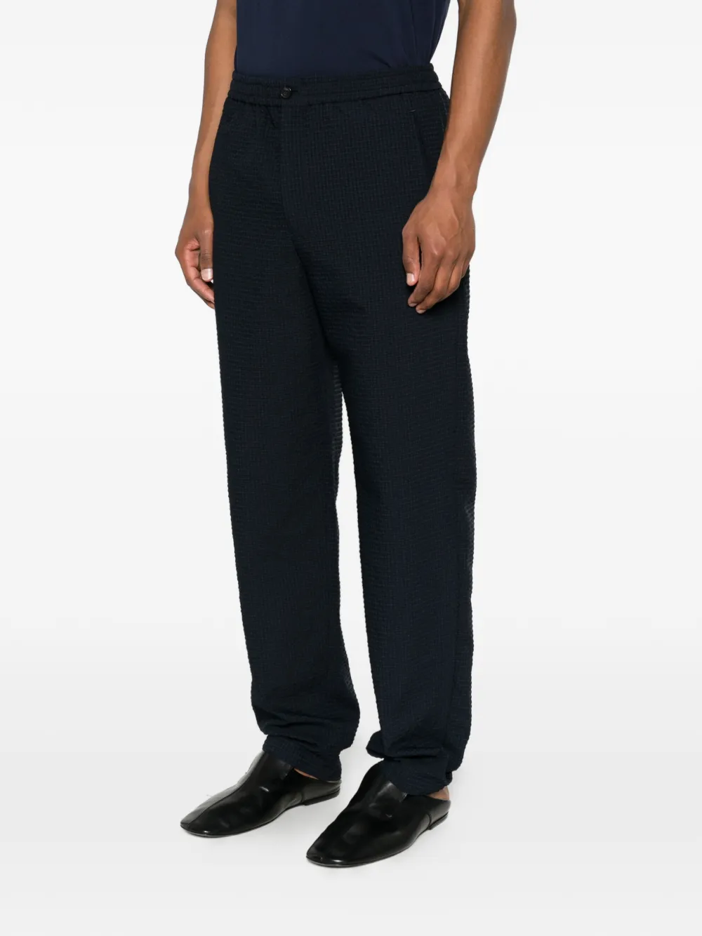 Emporio Armani Broek met seersucker-textuur Blauw