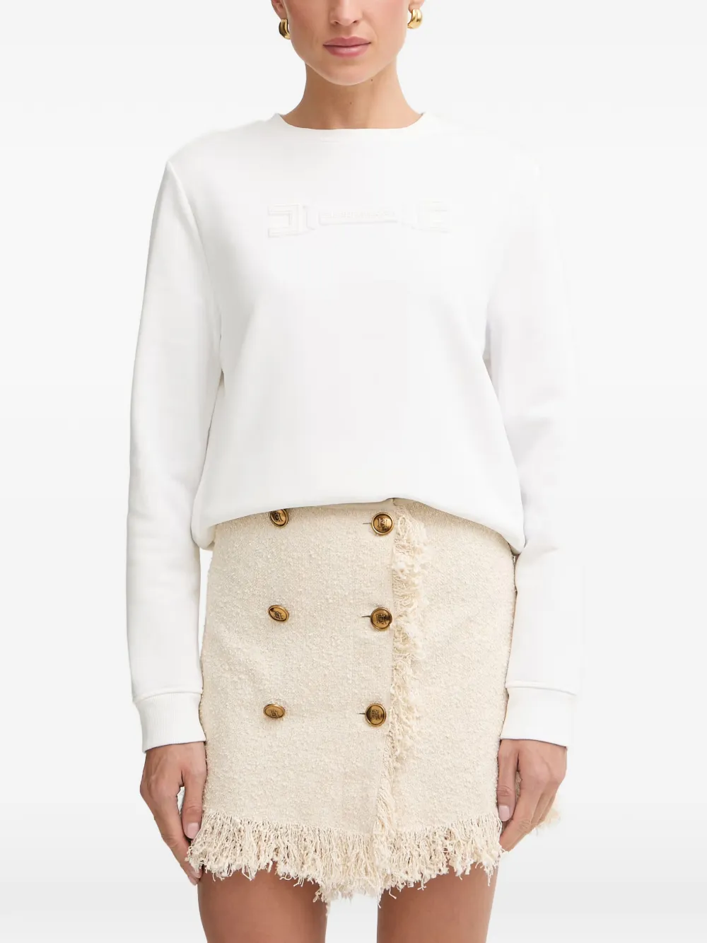 Elisabetta Franchi embossed-logo sweatshirt - Bianco