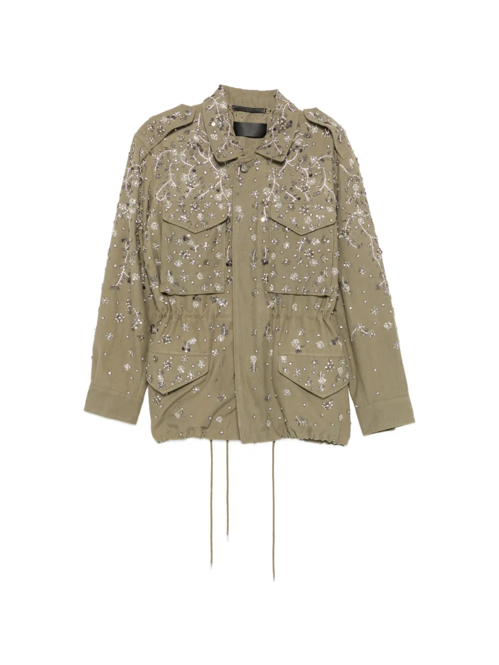Nouvelle Vague crystal-embellished zip-up cotton jacket