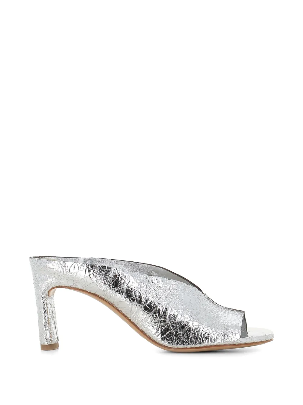 Del Carlo Metis cracked-effect peep-toe heeled sandals - Argento