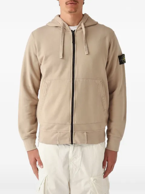 Stone Island logo-patch zip-up hoodie