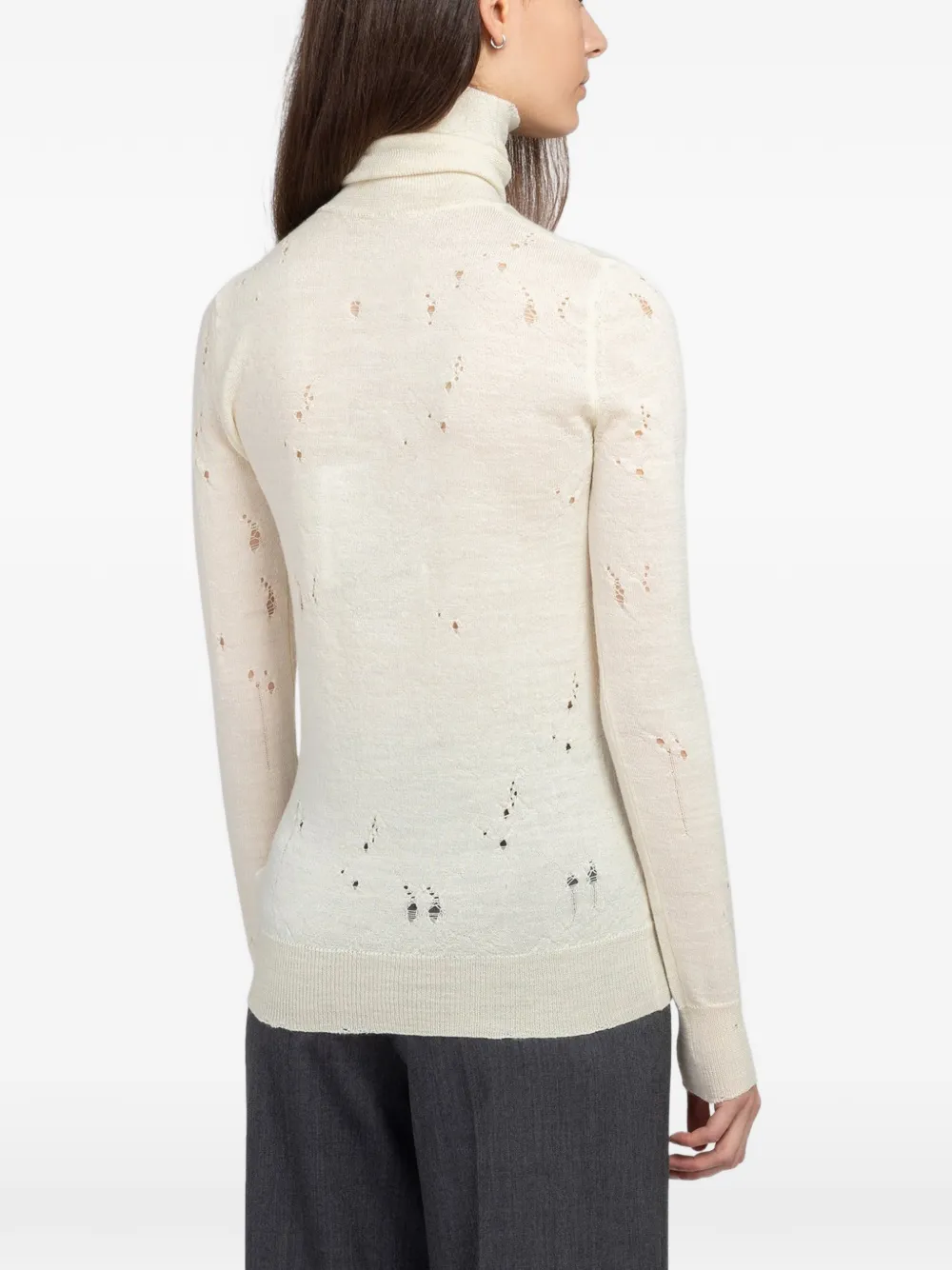 Maison Margiela Gerafelde wollen trui Beige