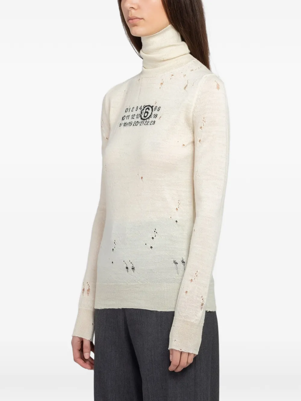 Maison Margiela Gerafelde wollen trui Beige