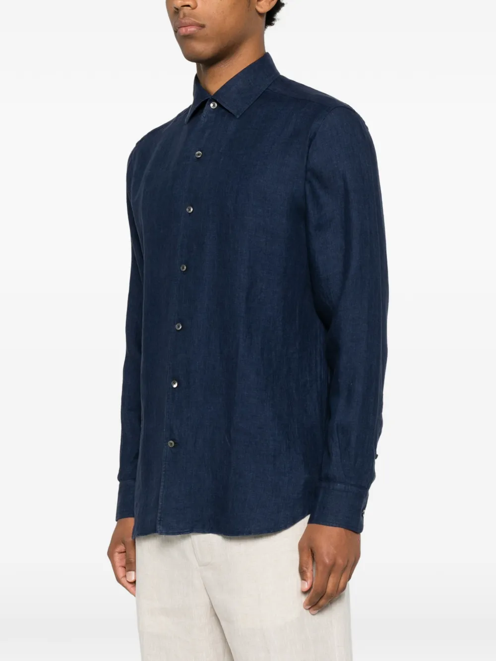 Zegna Linnen overhemd Blauw