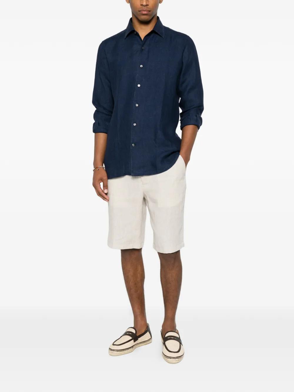 Zegna Linnen overhemd Blauw