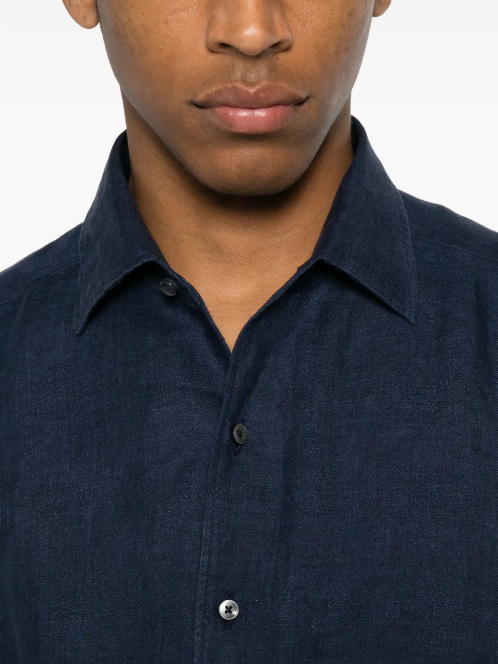 Zegna long-sleeve Linen Shirt | Blue | FARFETCH CA