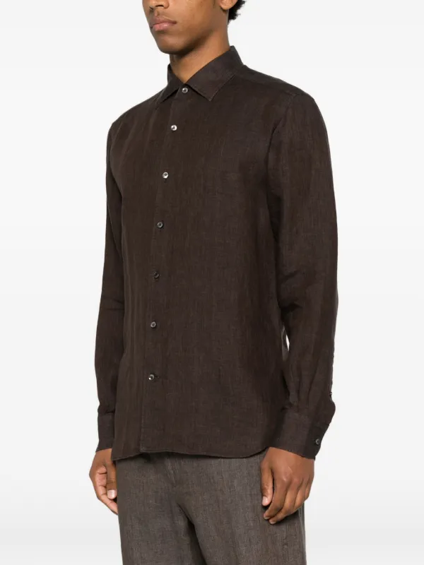 Zegna リネンシャツ | ブラウン | FARFETCH JP