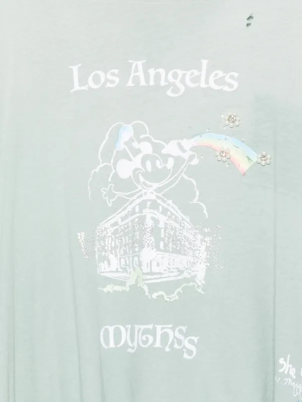 Paly Distressed graphic-print T-shirt | Green | FARFETCH
