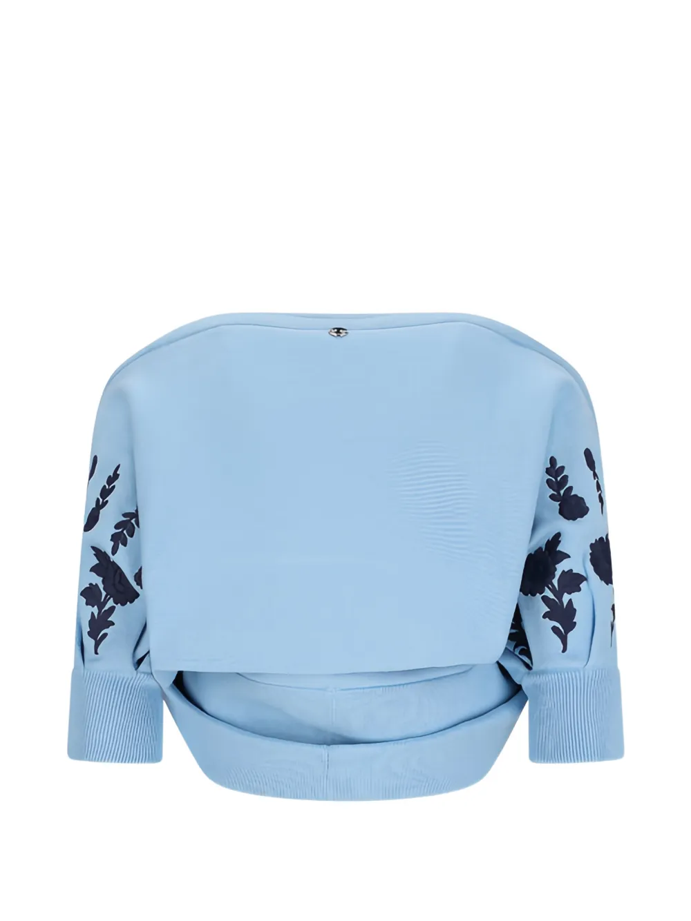 Rabanne floral-embroidered cropped sweater - Blu