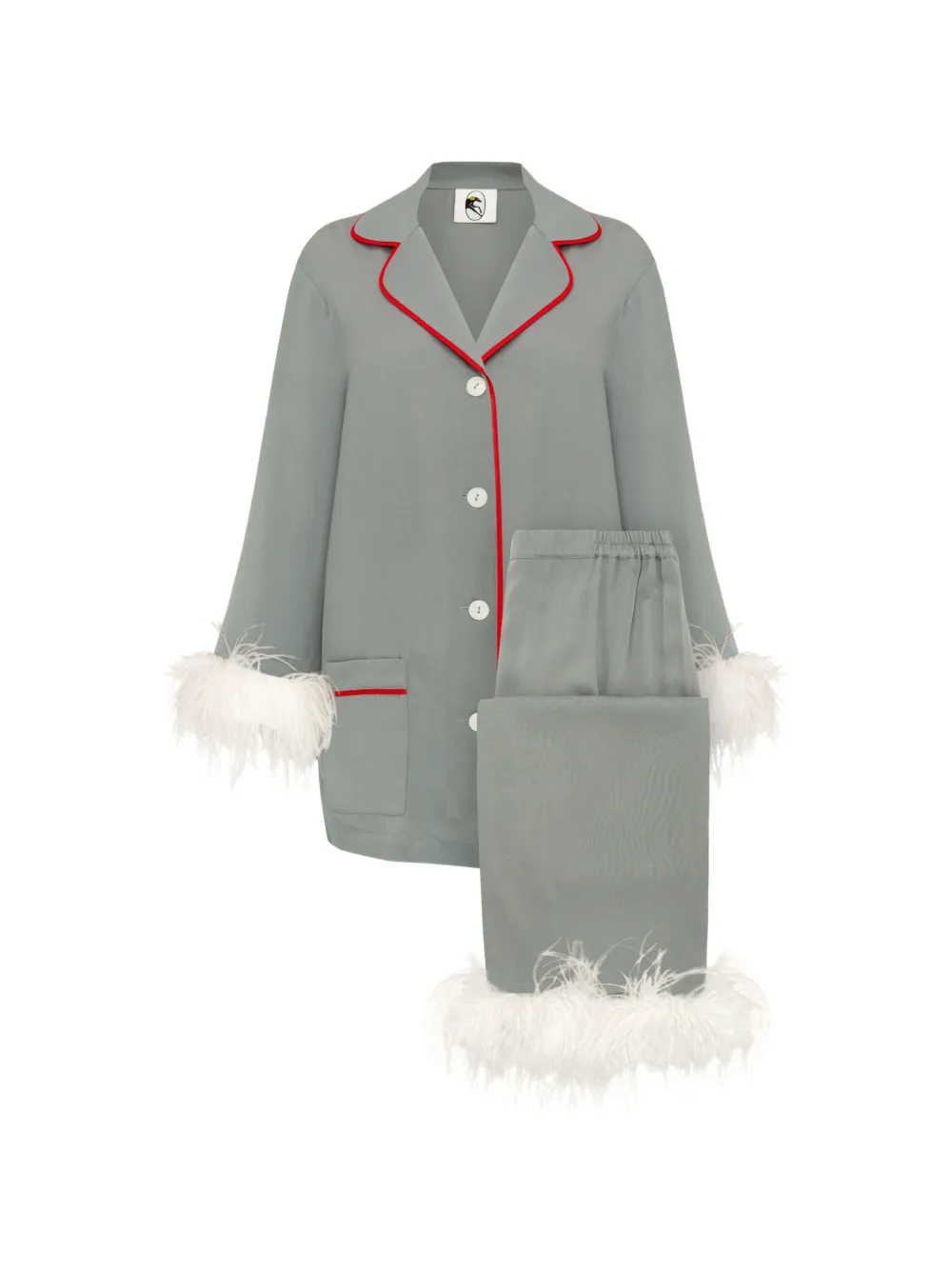 Sleeper Party feather-trim pajamas - Grau
