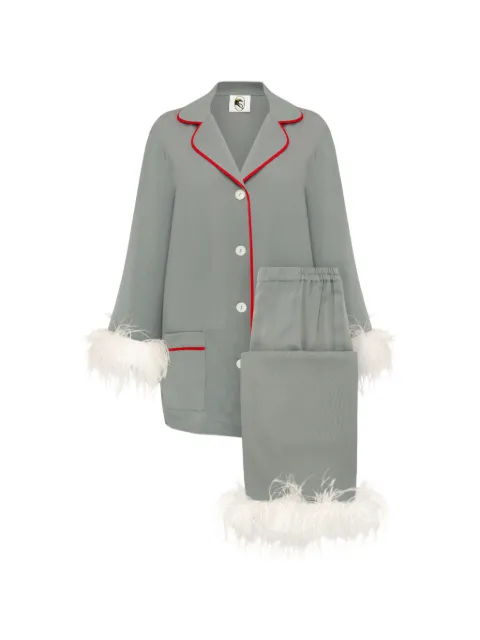 Sleeper Party feather-trim pajamas