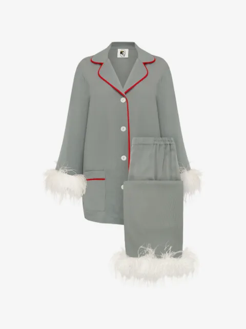 Sleeper Party feather-trim pajamas