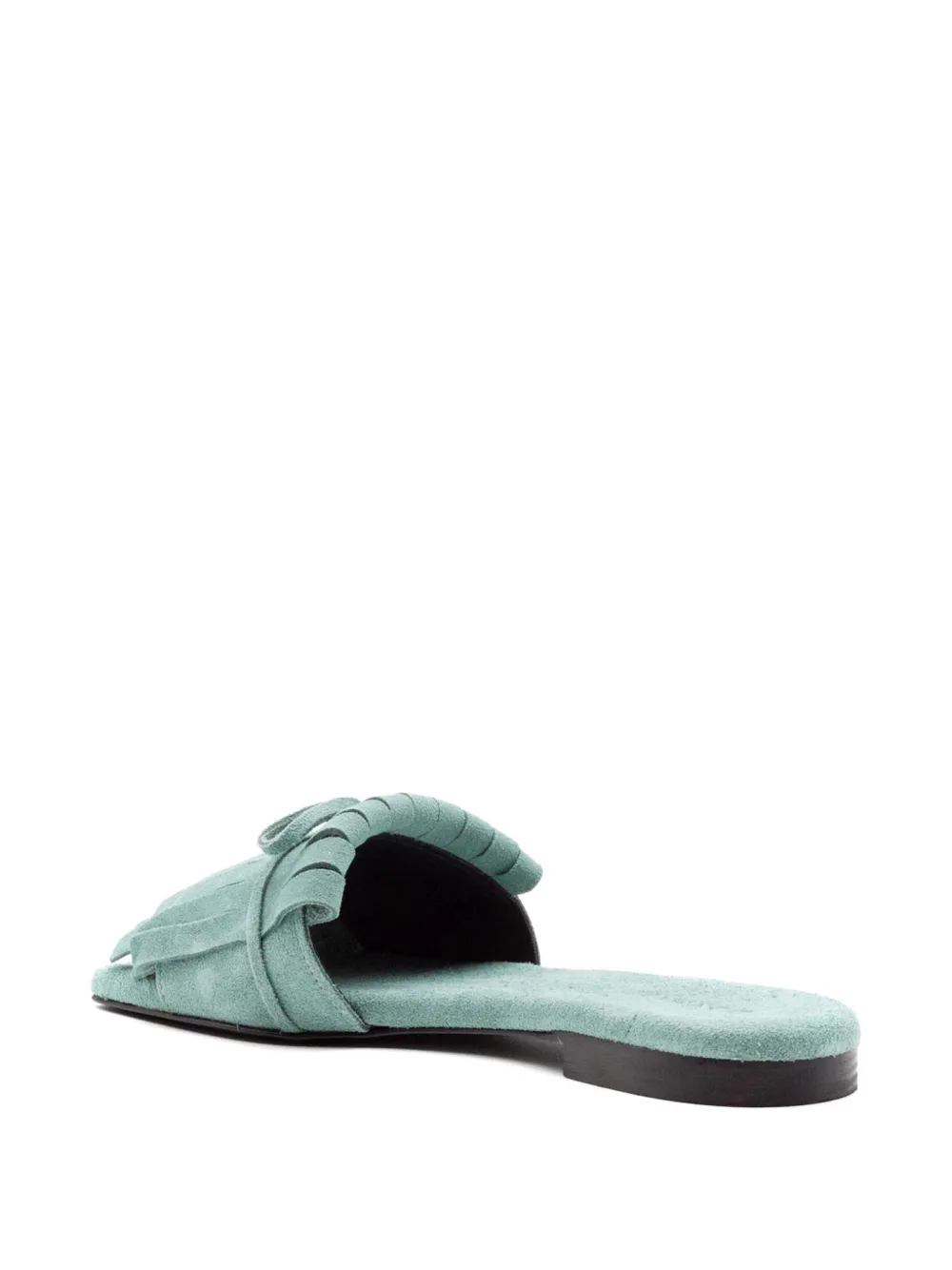 Donnarì Sandalen met franje detail en vierkante neus Groen