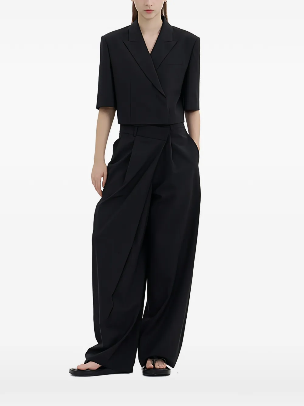 Juun.J short-sleeve cropped jacket - Nero
