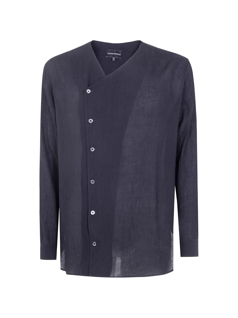 Emporio Armani asymmetric-fastening crinkled-finish shirt - Grey