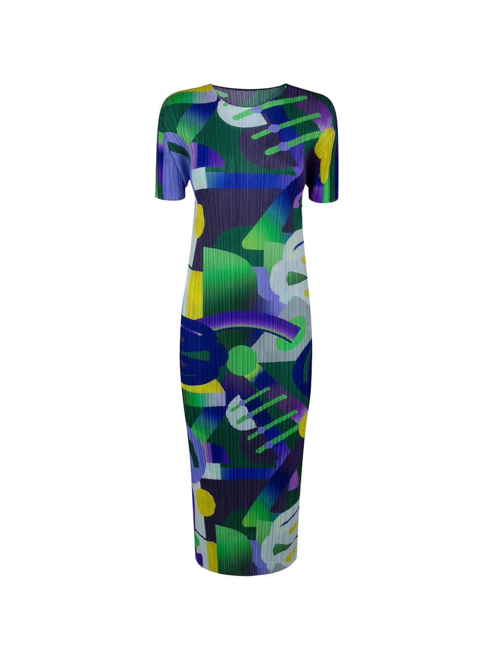 Pleats Please Issey Miyake abstract-print pleated dress - Verde