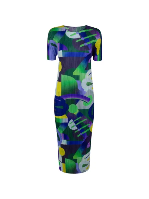 Pleats Please Issey Miyake abstract-print pleated dress
