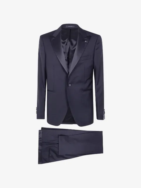 Tagliatore satin-trim peak-lapel suit