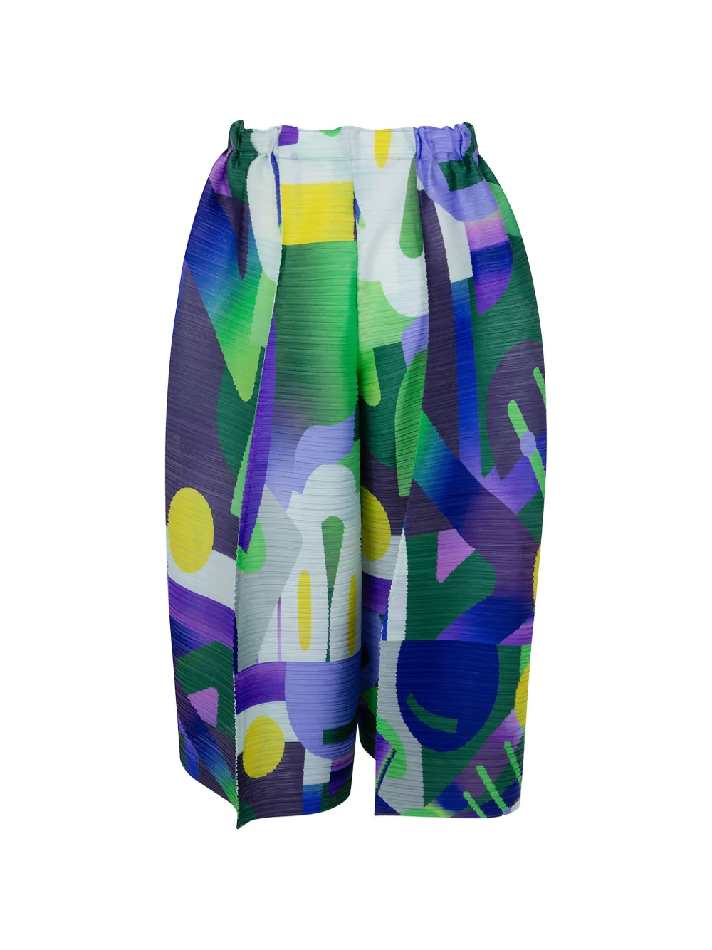 Pleats Please Issey Miyake abstract-print pleated shorts - Blu