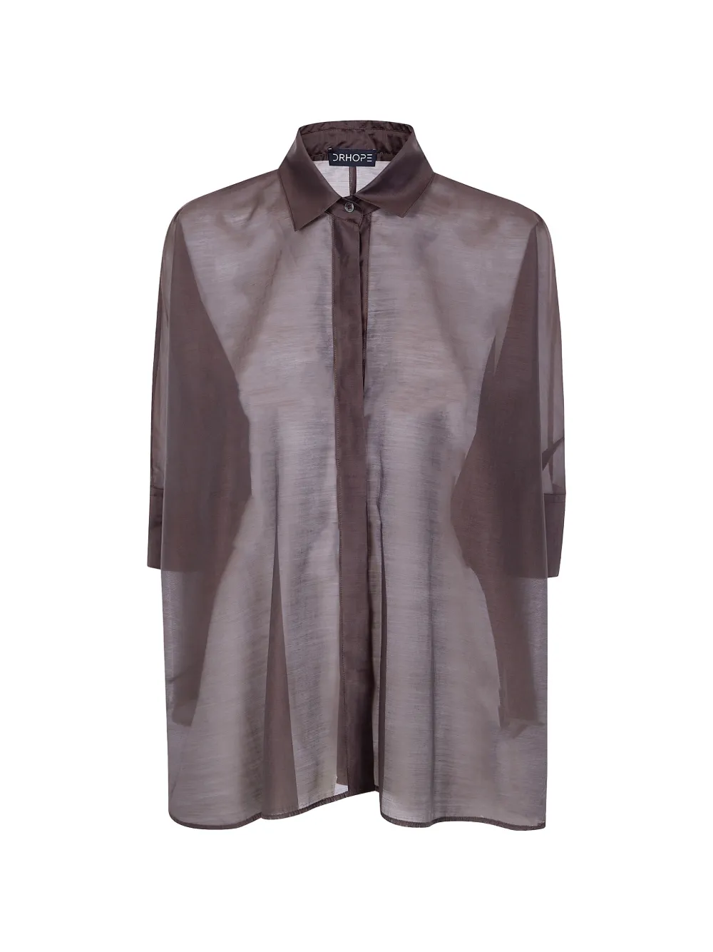 DRHOPE sheer button-up shirt - Marrone