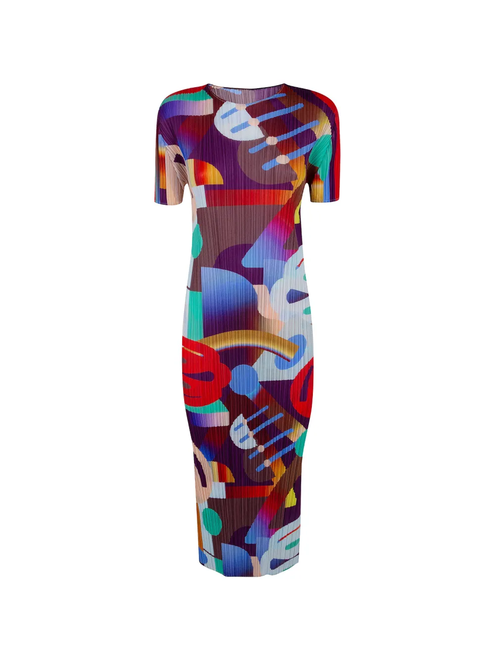 Pleats Please Issey Miyake abstract-print pleated midi dress - Rosso