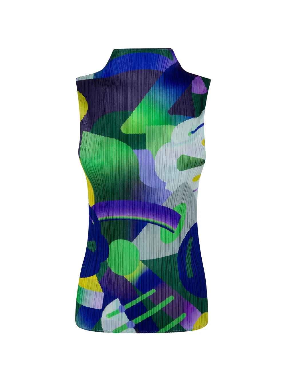 Pleats Please Issey Miyake Playground abstract-print pleated T-shirt - Verde