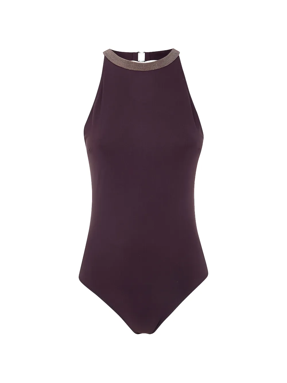 Brunello Cucinelli monili-embellished halterneck swimsuit - Purple