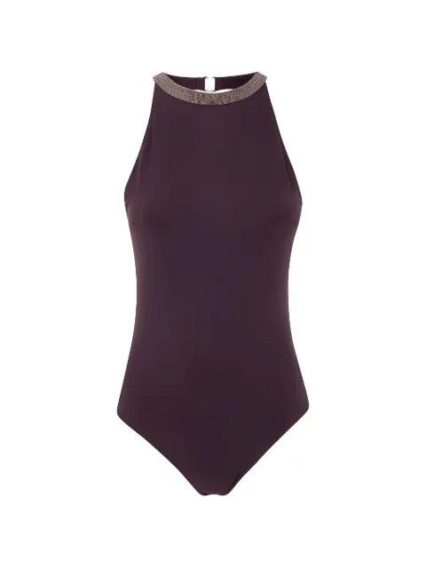 Brunello Cucinelli monili-embellished halterneck swimsuit