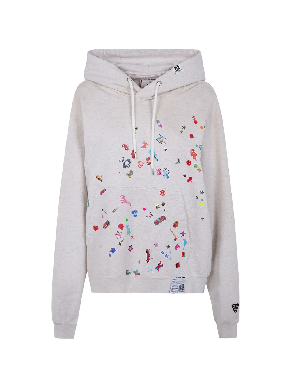 Maison MIHARA YASUHIRO sticker-print stud-embellished hoodie - Nude
