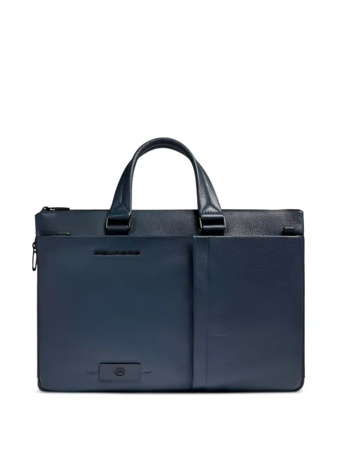 PIQUADRO shock-absorbing leather laptop bag
