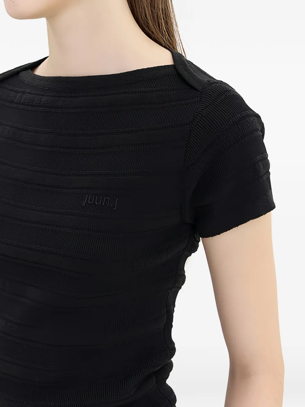 Juun.J T-shirt met boothals Zwart