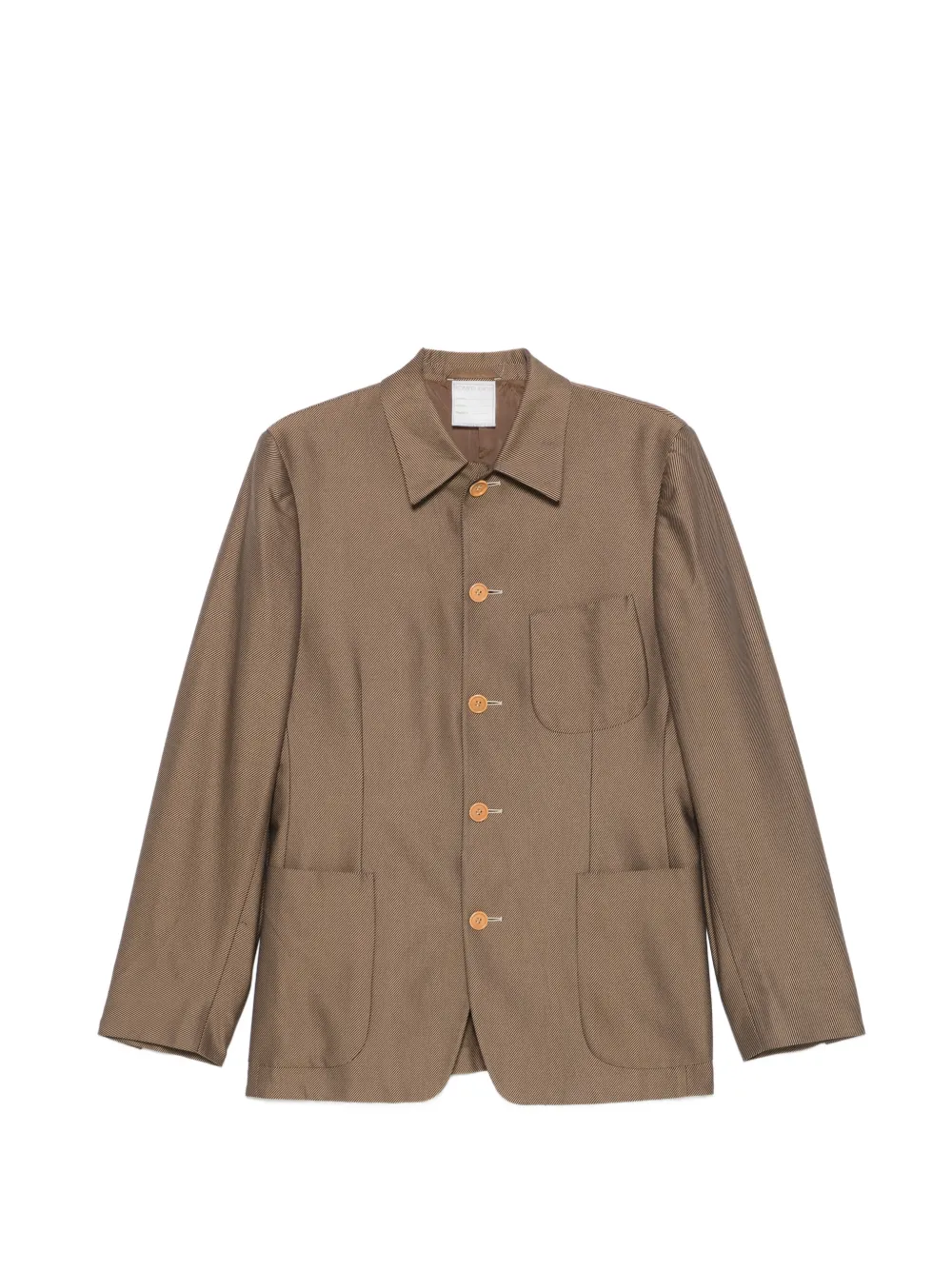 Romeo Gigli Pre-Owned 1999s diagonal-stripe button-up jacket - Toni neutri