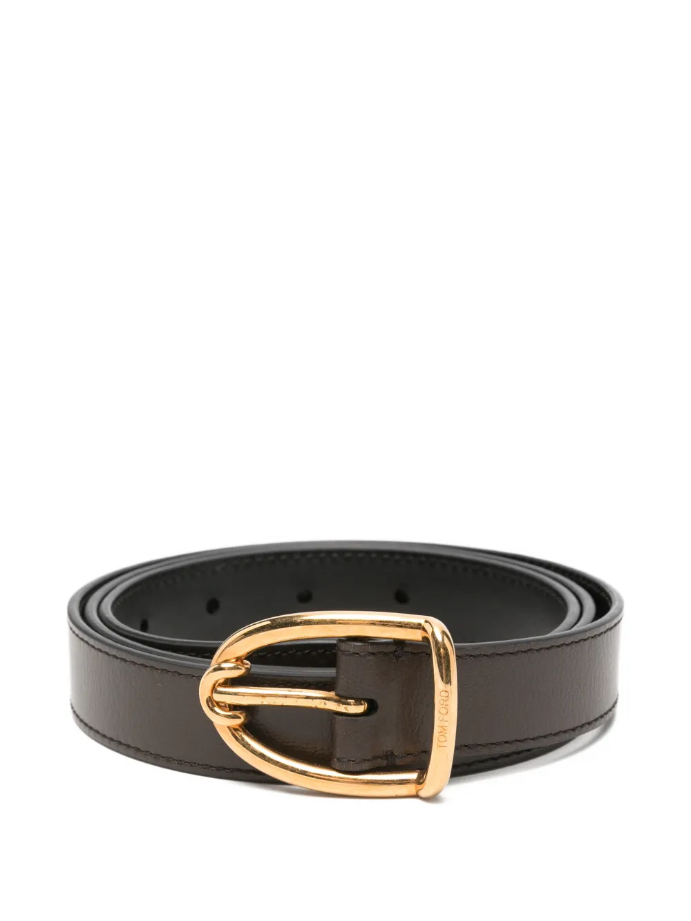 TOM FORD logo-engraved buckle belt - Brown