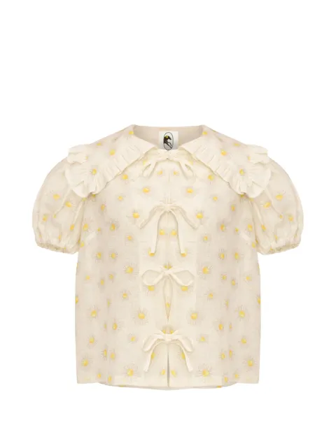 Sleeper Puff linen loungewear blouse