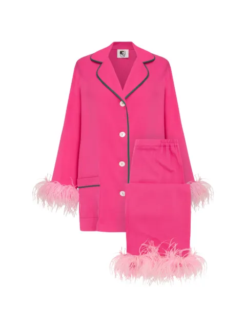 Sleeper Party feather-trim pajamas