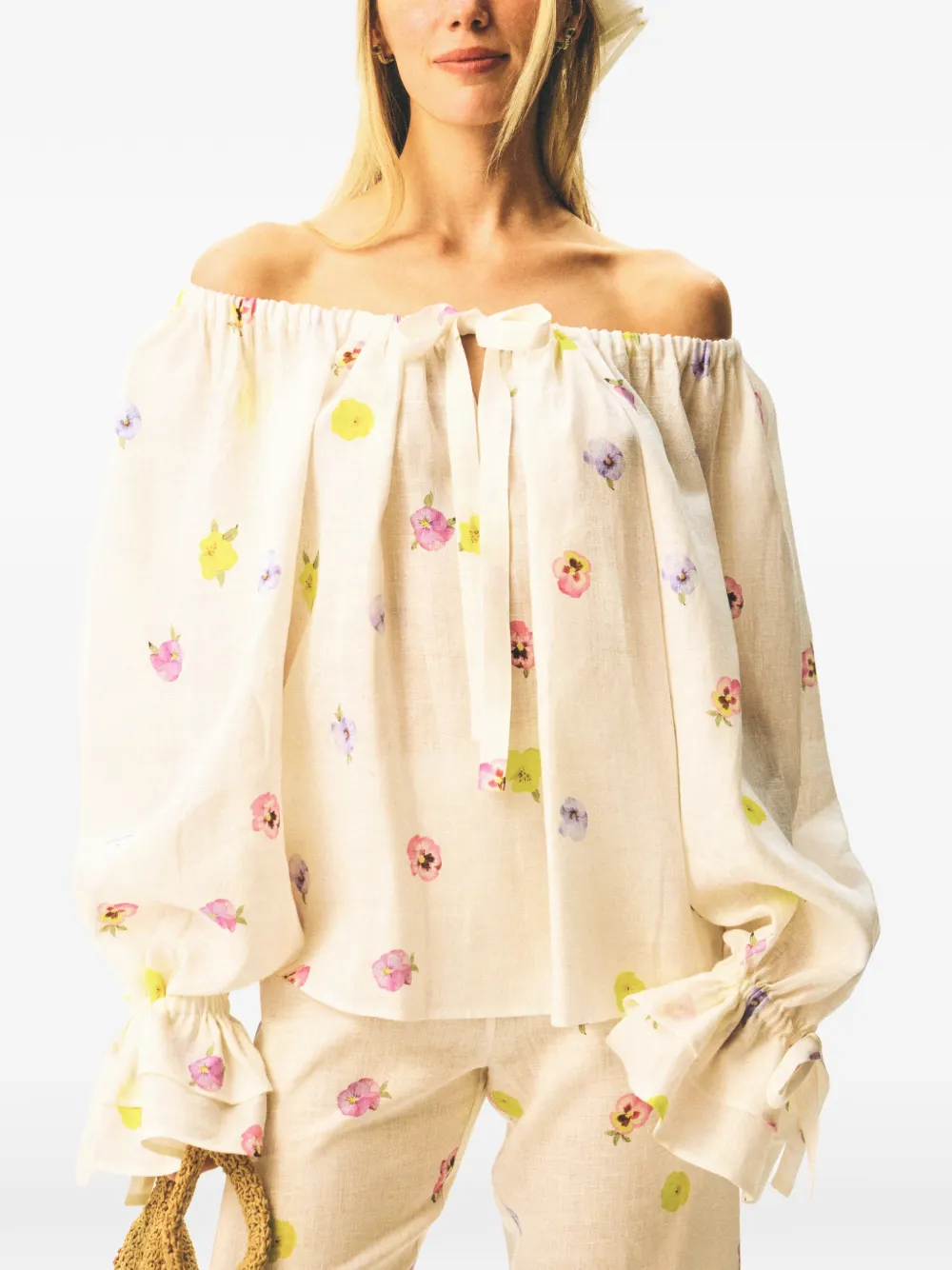 Sleeper Cha-Cha blouse met bloemenprint Beige