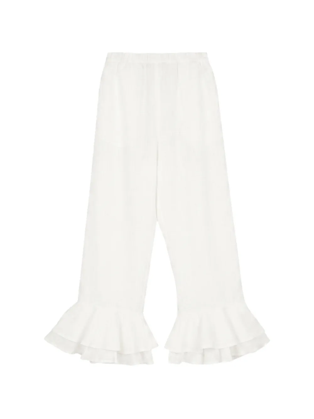 Sleeper Cha-Cha ruffled-hem trousers - Bianco